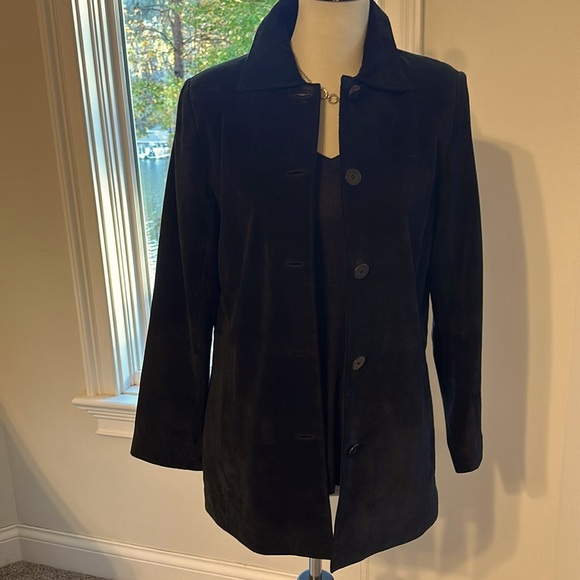 Fabulous❤️❤️ Vintage Bernardo Black Suede Car Coat, Small, Fully Lined, EUC - Picture 1 of 9